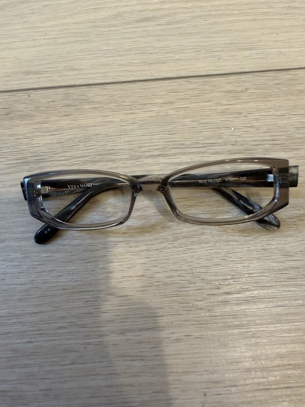 VERA WANG V184 GR Grey Crystal Womens Rectangle Eyeglasses 50-16-133